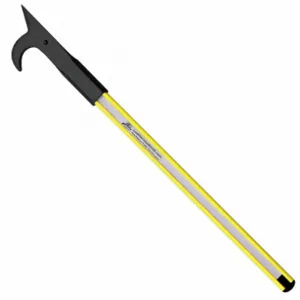 LEATHERHEAD TOOLS DBY-8AH-B Pike Pole, Solid Pole, Rubber Bumper, American Hook, 96 Inch Length, Yellow | AG2APF 31AZ36