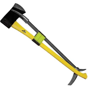 LEATHERHEAD TOOLS K-30-UFY-8 Halligan And Axe, With Strap, 35.5 Inch Overall Length, Yellow Handle | CJ7DQZ