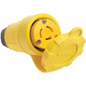 LEGRAND 27W08 Industrial Grade Watertight Locking Connector, 20 Amp, Yellow | CD3LFP 53CX50