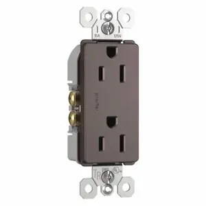 LEGRAND 885TRDBCC12 Receptacle, Duplex, 5-15R, 15 A, 125V AC, Brown, 2 Poles, Push Inch Size, Tamper Resistant | CR8PVT 56FN02