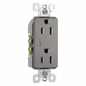 LEGRAND 885TRNICC12 Receptacle, Duplex, 5-15R, 15 A, 125V AC, Nickel, 2 Poles, Push Inch Size | CR8PVW 56FN05