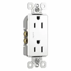 LEGRAND 885TRW Receptacle, Duplex, 5-15R, 15 A, 125V AC, White, 2 Poles, Push Inch Size, Tamper Resistant | CR8PVX 56FN06