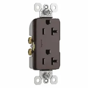 LEGRAND TR26352RDBCC6 Receptacle, Duplex, 5-20R, 125V AC, 20 A, 2 Poles, Brown, Screw Terminals, Std Protection | CR8PVZ 56FN08