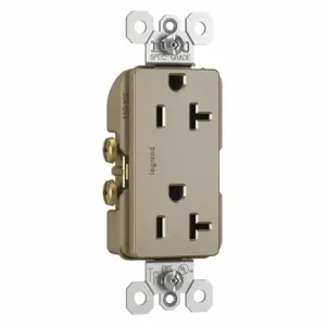 LEGRAND TR26352RNICC6 Receptacle, Duplex, 5-20R, 125V AC, 20 A, 2 Poles, Silver, Screw Terminals, Std Protection | CR8PWB 56FN11