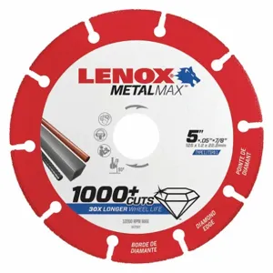 LENOX TOOLS 1972922 Abrasive Cut-Off Wheel, 5 Inch Blade Dia, 7/8 Inch Arbor Size | CR9FUP 48RW99