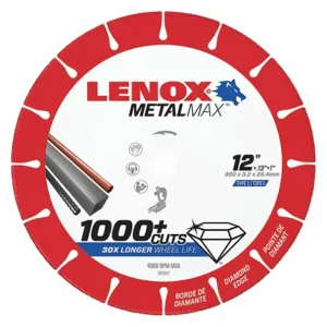 LENOX TOOLS 1972927 Abrasive Cut-Off Wheel, 12 Inch Blade Dia, 1 Inch Arbor Size | CR9FUH 48RX05