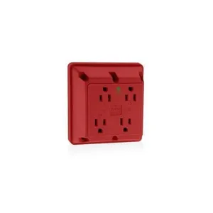 LEVITON 1254-HR Receptacle, Quad, 5-15R, 15 A, 125V AC, Red, 2 Poles, Screw Terminals | CR9HYE 792RY2