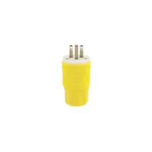 LEVITON 14W49 Straight Blade Plug, 6-15P, 15 A, 250VAC, Yellow, 2 Poles, Screw Terminals, IP69K | CR9HKG 792RZ5