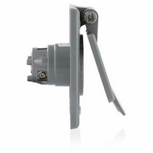 LEVITON 15378-CWP Flanged Receptacle, 5-20P, 20 A, 125 VAC, 2 Poles, Gray, Screw Terminals | CR9GYW 792RZ6