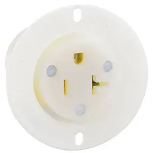 LEVITON 15379-C Flanged Receptacle, Single, 5-20R, 20 A, 125 VAC, White, 2 Poles, Screw Terminals | CR9GYY 792RZ7