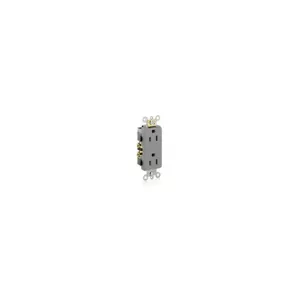 LEVITON 16252-GY Receptacle, Decorator Duplex, 5-15R, 125V AC, 15 A, 2 Poles, Gray, Screw Terminals | CR9HPZ 792T02