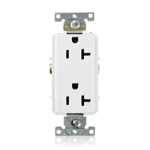 LEVITON 16342-W Receptacle, Decorator Duplex, 5-20R, 20 A, 125V AC, White, 2 Poles, Screw Terminals | CR9HTE 792T10