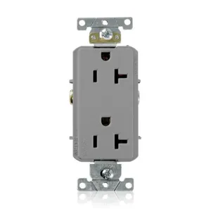 LEVITON 16352-GY Receptacle, Decorator Duplex, 5-20R, 125V AC, 20 A, 2 Poles, Gray, Screw Terminals | CR9HQW 792T13