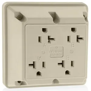 LEVITON 21254-I Receptacle, Quad, 5-20R, 20 A, 125V AC, Ivory, 2 Poles, Screw Terminals, Std Resist | CR9HYK 792T33