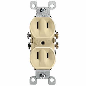 LEVITON 223-I Receptacle, Duplex, 1-15R, 15 A, 125V AC, Ivory, 2 Poles, Screw Terminals, Std Resist | CR9HTG 792T37