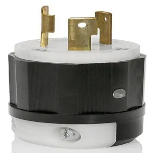 LEVITON 2311-PLC Locking Plug, L5-20P, 125V AC, 20 A, 2 Poles, Black/White, Screw Terminals, L5-20 | CR9HDM 792T40