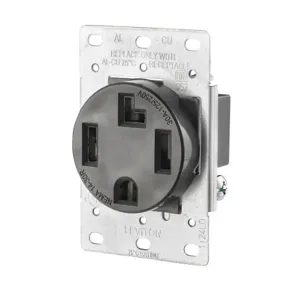 LEVITON 278-S00 Receptacle, Single, 14-30R, 30 A, 125/250V AC, Black, 3 Poles, Screw Terminals, Std Resist | CR9HYQ 792TC0