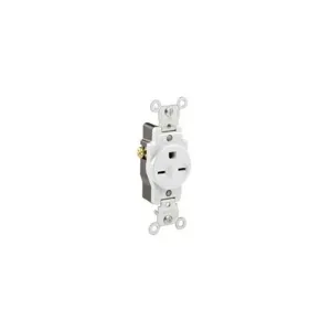 LEVITON 5029-W Receptacle, Single, 6-15R, 15 A, 250V AC, White, 2 Poles, Screw Terminals, Std Resist | CR9HZX 792TJ0