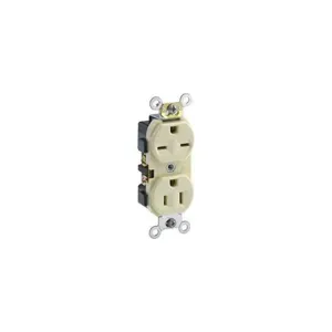 LEVITON 5031-I Receptacle, Duplex, 5-15R/6-15R, 15 A, 125/250V AC, Ivory, 2 Poles, Screw Terminals | CR9HUY 792TJ2