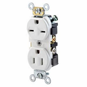 LEVITON 5031-W Receptacle, Duplex, 5-15R/6-15R, 15 A, 125/250V AC, White, 2 Poles, Screw Terminals | CR9HUZ 792TJ3