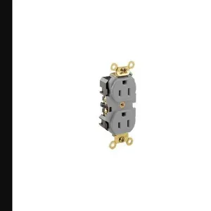 LEVITON 5262-GY Receptacle, Duplex, 5-15R, 125V AC, 15 A, 2 Poles, Gray, Screw Terminals, Std Protection | CR9HTJ 792TL2