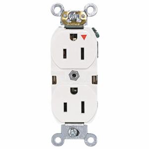 LEVITON 5262-IGW Receptacle, Duplex, 5-15R, 125V AC, 15 A, 2 Poles, White, Screw Terminals, Isolated Ground | CR9HTR 792TL9