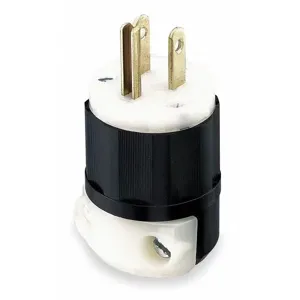 LEVITON 5266-C Straight Blade Plug, 5-15P, 15 A, 125VAC, Black/White, 2 Poles, Screw Terminals, 5-15 | CR9HJQ 792TM2