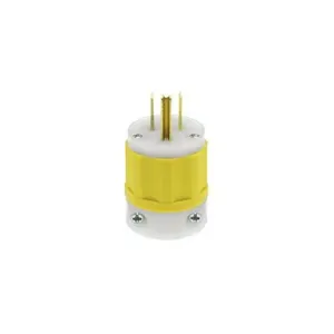 LEVITON 5266-CY Straight Blade Plug, 5-15P, 15 A, 125VAC, White/Yellow, 2 Poles | CR9HJU 792TM4