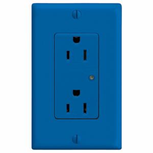 LEVITON 5280-B Receptacle, Decorator Duplex, 5-15R, 125V AC, 15 A, 2 Poles, Blue, Screw Terminals | CR9HPW 792TN0