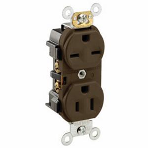 LEVITON 5292 Receptacle, Duplex, 5-15R/6-15R, 125/250V AC, 15 A, 2 Poles, Brown, Screw Terminals | CR9JCE 792TN2