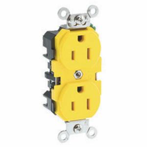 LEVITON 52CM-62 Receptacle, Duplex, 5-15R, 15 A, 125V AC, Yellow, 2 Poles, Screw Terminals | CR9HUX 792TN3