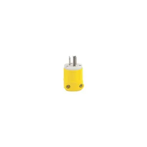 LEVITON 52CM-66C Straight Blade Plug, 5-15P, 15 A, 125VAC, White/Yellow, 2 Poles, Screw Terminals | CR9JCW 792TN4