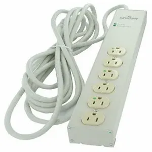 LEVITON 5300-H15 Surge Protected Outlet Strip, 6 Outlets, Hospital Grade NEMA 5-15, NEMA 5-15 | CR9HHL 791EF8