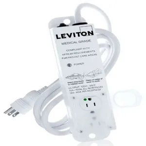 LEVITON 5302M-1N7 Outlet Strip, 2 Outlets, 7 ft Cord Length, 15 A Max. Amps, NEMA 5-15P, Power Indicator | CR9HLG 791EF2