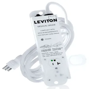 LEVITON 5302M-2N5 Outlet Strip, 2 Outlets, 15 ft Cord Length, 20 A Max. Amps, NEMA 5-20P, Power Indicator | CR9HLE 791EF3