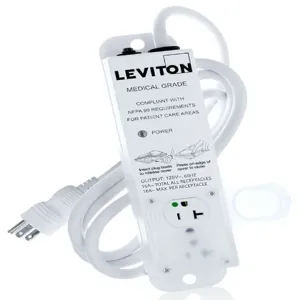 LEVITON 5302M-2N7 Outlet Strip, 2 Outlets, 7 ft Cord Length, 20 A Max. Amps, NEMA 5-20P, Power Indicator | CR9HLC 791EF4