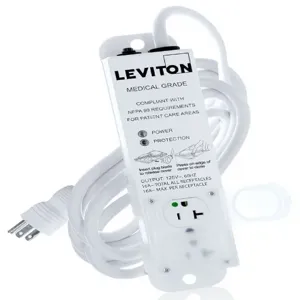 LEVITON 5302M-2S5 Surge Protected Outlet Strip, 2 Outlets, Hospital Grade, NEMA 5-20P, 15 ft Cord Length | CR9HHA 791EE6