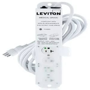 LEVITON 5304M-2N5 Outlet Strip, 4 Outlets, 15 ft Cord Length, 20 A Max. Amps, NEMA 5-20P, Power Indicator | CR9HGL 791EF6