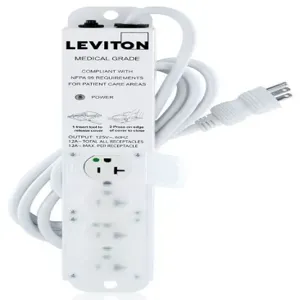 LEVITON 5304M-2N7 Outlet Strip, 4 Outlets, 7 ft Cord Length, 20 A Max. Amps, NEMA 5-20P, Power Indicator | CR9HGP 791EE5