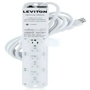 LEVITON 5306M-1N5 Outlet Strip, 6 Outlets, 15 ft Cord Length, 15 A Max. Amps, NEMA 5-15P, Power Indicator | CR9HGR 791ED8