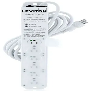 LEVITON 5306M-1S5 Surge Protected Outlet Strip, 6 Outlets, Hospital Grade, NEMA 5-15P, 15 ft Cord Length | CR9HHN 791ED4