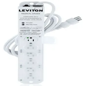 LEVITON 5306M-1S7 Surge Protected Outlet Strip, 6 Outlets, Hospital Grade, NEMA 5-15P, 7 ft Cord Length | CR9HHR 791ED5