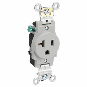 LEVITON 5361-GY Receptacle, Single, 5-20R, 125V AC, 20 A, 2 Poles, Gray, Screw Terminals, Std Protection | CR9HZH 792TP9