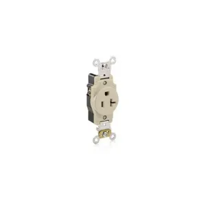 LEVITON 5361-I Receptacle, Single, 5-20R, 125V AC, 20 A, 2 Poles, Ivory, Screw Terminals, Std Protection | CR9HZJ 792TR0