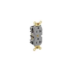 LEVITON 5362-GY Receptacle, Duplex, 5-20R, 125V AC, 20 A, 2 Poles, Gray, Screw Terminals, Std Protection | CR9HVE 792TR6