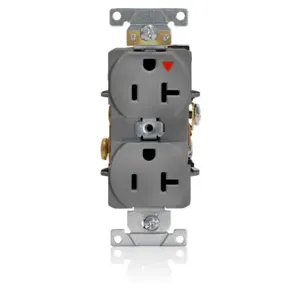 LEVITON 5362-IGG Receptacle, Duplex, 5-20R, 125V AC, 20 A, 2 Poles, Gray, Screw Terminals, Isolated Ground | CR9HVC 792TT0