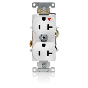 LEVITON 5362-IGW Receptacle, Duplex, 5-20R, 125V AC, 20 A, 2 Poles, White, Screw Terminals, Isolated Ground | CR9HVM 792TT4