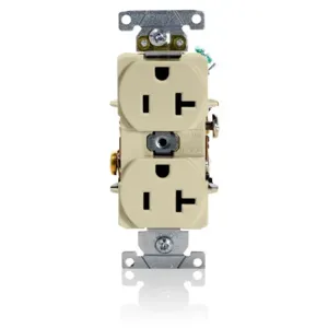 LEVITON 5362-SI Receptacle, Duplex, 5-20R, 125V AC, 20 A, 2 Poles, Ivory, Screw Terminals, Std Protection | CR9HVH 792TT6