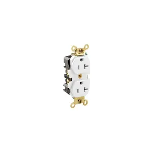 LEVITON 5362-W Receptacle, Duplex, 5-20R, 125V AC, 20 A, 2 Poles, White, Screw Terminals, Std Protection | CR9HVN 792TT8