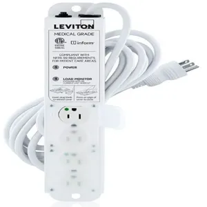 LEVITON 53C4M-1N5 Outlet Strip, 4 Outlets, 15 ft Cord Length, 15 A Max. Amps, Hospital Grade NEMA 5-15P | CR9HGJ 791EC6